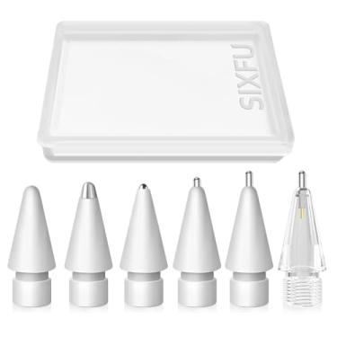 Imagem de SIXFU Pontas de lápis de substituição para Apple Pencil, várias pontas duráveis de iPencil, acessórios para iPad Pro/Apple Pencil Pro/USB-C/ 1ª geração/2ª geração (6 peças)