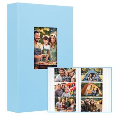 Imagem de Aevdor Álbum De Fotos 4X6 Com 360 Bolsos, Capa Linho Grande Capacidade Para Guardar Fotos, Álbuns Páginas Sem Ácido E Janela Frontal Família, Aniversários Casamento Bebês (Azul)