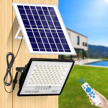 Imagem de Daheison Iluminação Pública Solar Externa De 350 W, 26.000 Lm, Led, Inundação, Do Anoitecer Ao Amanhecer, Ip67, À Prova D'Água, Para Estacionamento, Comercial Segurança Com Cabos 16,4 Pés Quintal, J