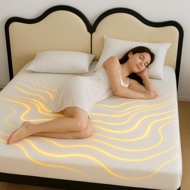 Imagem de JiaPoem Lençóis De Aterramento - 90% Algodão Orgânico E 10% Fibra Prata Condutora, Lençol Aterrado Com Bolso Profundo Cordão Conexão Para Sono Tranquilo Equilíbrio Corporal (Branco, King Size)