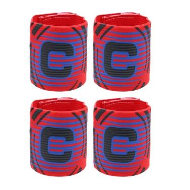 Imagem de Qimoo Peças De Braçadeira Capitão Futebol Vermelha, Elástica Ajustável Para Jogadores Ao Ar Livre, Faixa Esportiva Em C Jovens E Adultos