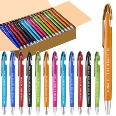 Imagem de Lincia 100 canetas esferográficas de agradecimento ao professor, canetas retráteis de ponta média com inspiração de tinta preta, presentes de agradecimento para professores, volta às aulas, Natal