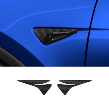 Imagem de FDAIUN Para 2025 Tesla Model Y Juniper PPF Película protetora de tinta de carro pré-cortada autoadesiva PET filme protetor de arranhões acessórios externos preto (fibra de carbono, câmera para-lama)