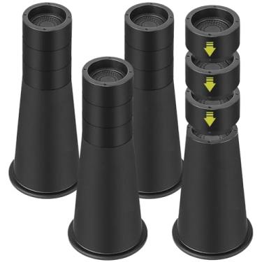 Imagem de Pacote com 4 peças de elevação para cama de 30 ou 20 cm, resistentes, elevadores ajustáveis para móveis com altura de 34 cm, 29,5 cm, 24,9 cm, 20,3 cm, para mesa de mesa, sofá, armário, moldura de
