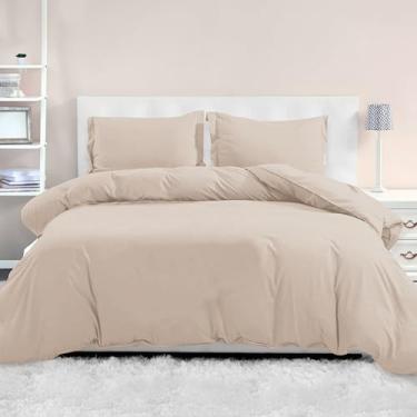 Imagem de Mocassi Conjunto de capa de edredom de luxo Queen Size de 3 peças – 1800 capa de edredom de microfibra de qualidade premium de hotel com fecho de botão (edredom não incluído), 1 capa de edredom 224 x