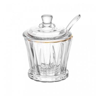 Imagem de Açucareiro Cristal Colher Tampa Fio Ouro Radial 210ml
