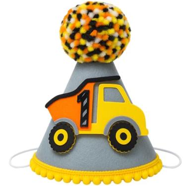 Imagem de LetDec Construction 1st Birthday Hat - Dump Truck 1st Birthday Party Crown, Photo Props for Excavator Crane Digger Boys One Year Old Decorations