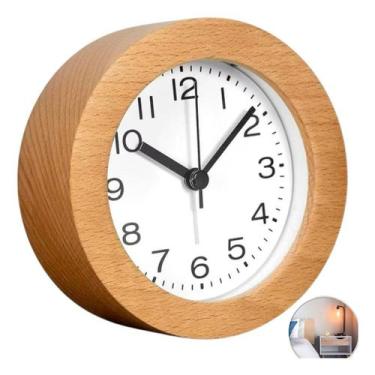 Imagem de Relógio Despertador Vintage Madeira Silencioso Decorativo - Ferora Hom