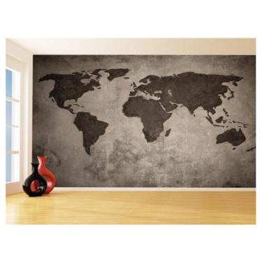 Imagem de Papel De Parede 3D Mapa Mundi Concreto Cimento 3,5M Nmu83 - Você Decor