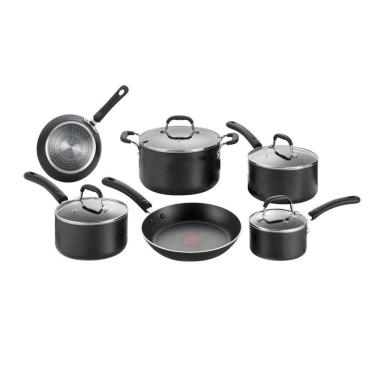 Imagem de Conjunto de Panelas 6 Peças Tefal Professional Revestimento Antiaderente Titanium e Tampas de Vidro - Preto