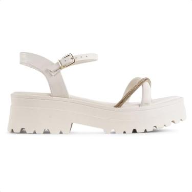 Imagem de Sandália Ramarim Plataforma Com Brilho Feminina (Branco/Branco, BR, Adulto, Numérico, 35)