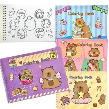 Imagem de Caderno Livro Grande A4 De Colorir Desenho Capivara Presente Infantil 