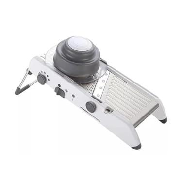 Imagem de Fatiador Mandoline Multifuncional, Cortador Manual de Legumes e Verduras, Lâmina em Aço Inox, Branco