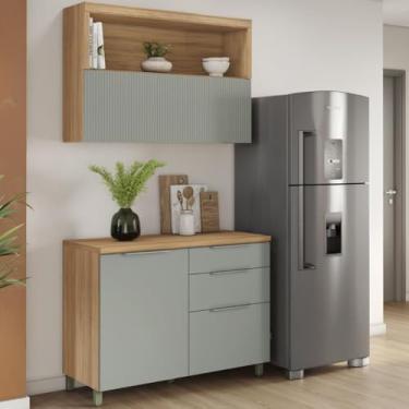 Imagem de Cozinha Compacta 2 Peças 2 Portas 3 Gavetas 1 Nichos 100% MDF