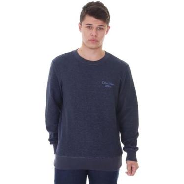 Imagem de Moletom Calvin Klein Jeans Masculino Crewneck Sustainable Azul Marinho