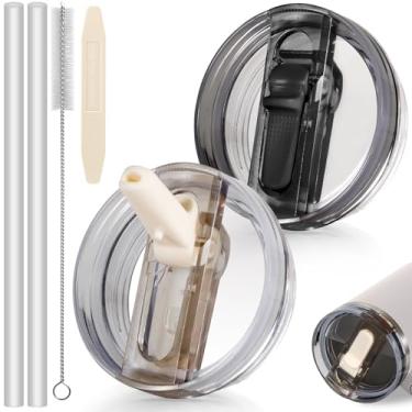 Imagem de ANTAND Tampa dobrável à prova de vazamento com canudo de 850 g para acessórios Stanley Cup, pacote com 2 tampas de substituição sem derramamento, tampa removível de 850 g para tampas Stanley Protour