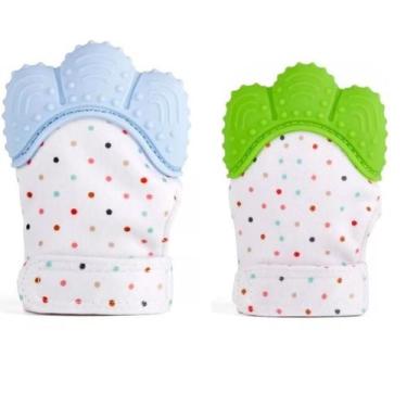 Imagem de Kit Luva Mordedora Bebê Antistress Gengival 2 Unidades - Pro Baby, azu