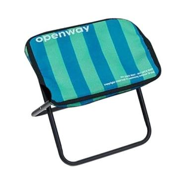 Imagem de Tyasoleil Banqueta dobrável portátil para acampamento ao ar livre – Banco compacto com assento de tecido Oxford, banquinho dobrável leve para caminhadas, pesca, piquenique (azul + verde)