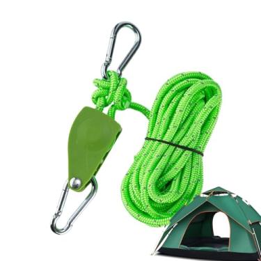 Imagem de Corda de acampamento com polia de catraca, cabides leves para barraca de cultivo - corda de gancho de 0,5 cm de espessura ajustador de liga de alumínio para atividades ao ar livre