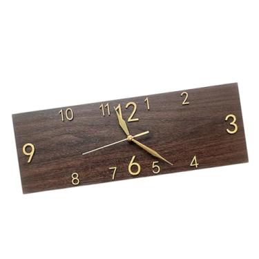 Imagem de Fenteer Relógio de parede rústico, decoração de parede de fazenda, leve, sem moldura, minimalista, relógio de pendurar para hotel, cozinha, presente, quarto, Marrom Escuro