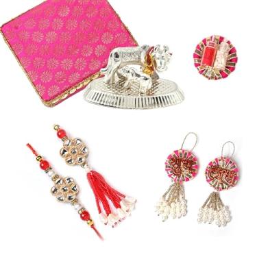 Imagem de IGH 2 Rakhi para irmão e casal Bhabhi Lumba para Bhai, cunhada, Bro Rakhi Threads on Rakshabandhan Designer Rakhee pulseira, Pack of 2, Sem Pedra Preciosa