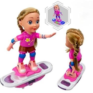 Imagem de Boneca Skatista Musical, 28 Cm, Com Luzes E Movimento, Skate Com Rodas, Luz LED