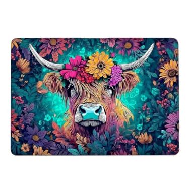 Imagem de Yicomon Compatível com MacBook Air 15 polegadas 2023 chip M2 modelo A2941, capa rígida de plástico para Mac Air 15 com Touch ID (2023) - Flower Highland Cattle