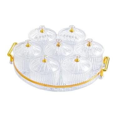 Imagem de Fenteer Prato de frutas secas, caixa de lanche dividida, recipientes, pratos de servir, potes com tampas para doces, frutas, vegetais, lanches, nozes, Branco Claro