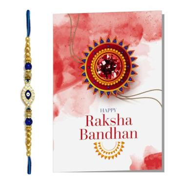 Imagem de exciting Lives Conjunto de Rakhi olho turco para Bhai com cartão Raksha Bandhan - Pulseira Rakhi para irmão, Rakhi para Bhaiya, Bhai Rakhi com cartão, fio Rakhi, Bro Rakhi, presentes Rakhi para irmão