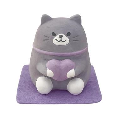 Imagem de Difusor de pedra [Importado do Japão] Difusor passivo de aromaterapia fofo de gato da sorte para óleo essencial, design animal, cerâmica, não elétrico, ideia de presente, decoração de quarto (roxo)