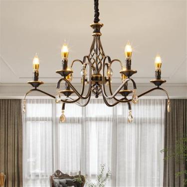 Imagem de Candelabro de Vela Europeia LED Americana Retro Cerâmica Sala de Estar Restaurante Quarto Estudo Villa Hotel Café Lâmpada Pendente (Eu 6 luzes)
