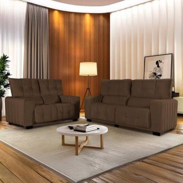 Imagem de Conjunto com 2 Sofás Estofado Le Mans Marrom café