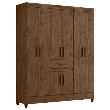 Imagem de Guarda Roupa Casal Portugal 8 Portas Castanho Wood - Moval