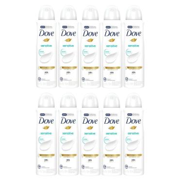 Imagem de Kit 10 Desodorante Antitranspirante Aerosol Dove Sensitive Sem Perfume com 150ml