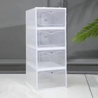 Imagem de Caixa Organizadora De Sapatos Calçados Montável Com Tampa Multiuso Dobrável(4 PEÇAS)