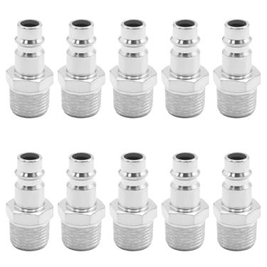 Imagem de LIDSCURA 10 peças de acessórios de compressor de ar 3/8 acessórios, 300PSI 3/8 polegadas rosca macho tamanho industrial tipo M, encaixes de ar de conexão rápida para componentes de conexão