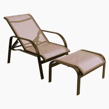 Imagem de Mini Cadeira Espreguiçadeira Lótus com Puff em Alumínio Tela Sling Pis