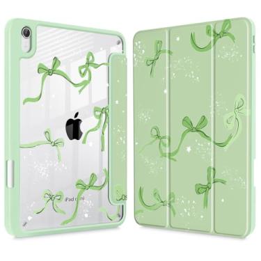 Imagem de Tuiklol Capa transparente para iPad mini 7 (A17 Pro 7ª geração) 2024 / iPad mini 6 (6ª geração) 2021 de 8,3 polegadas, suporte de lápis embutido, capa traseira transparente fina e automática despertar