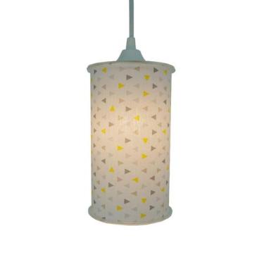 Imagem de   Luminária Pendente Cilíndrica Crie Casa Triângulo Amarelo e Cinza, B