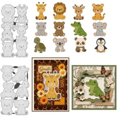 Imagem de UNICRAFTALE 14 peças de matrizes de metal para corte de animais, leões e tigres para fazer cartões, zoológico, animais, aço carbono, corte, pequenos animais, moldes de papel em relevo, estênceis para