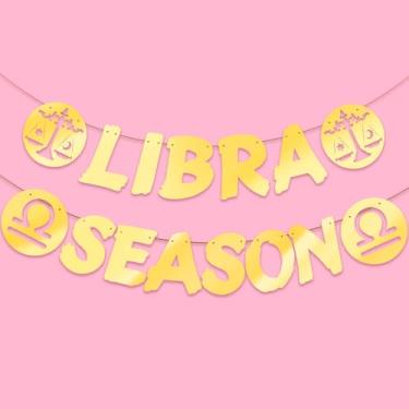 Imagem de Faixa dourada brilhante da estação de Libra, faixa grande de energia de Libra, decorações de festa de aniversário de setembro/outubro, 12 constelações do zodíaco Libra decorações de festa de