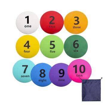 Imagem de Dynwave 10 peças marcadores numerados, pontos planos no chão, cones planos, pontos no chão para treinamento de futebol