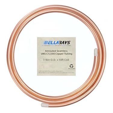 Imagem de BELLA BAYS Tubo de cobre 7/20.3 cm OD x 2.0 cm ID x 3.0 m, 99,9% C12200 ASTM B280 Refrigeration ACR Tubing Seamless Soft Coil Round T2 Tubo de cobre puro para sistema HVAC, geladeira, indústria, faça