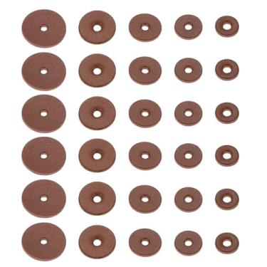 Imagem de PATIKIL Arruelas de couro, 80 peças de alça de couro, almofada espaçadora de 1,5 mm de espessura, redonda para cabo de faca, martelo, machado, crachá, assento de bicicleta, artesanato, 5 tamanhos