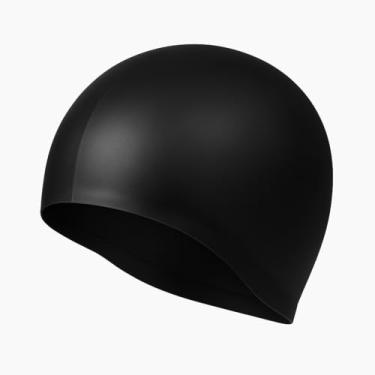 Imagem de Touca de Natação em Silicone, Profissional, Alta Durabilidade, para Piscina e Hidroginástica (PRETO)