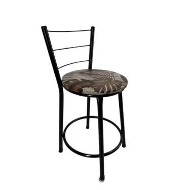 Imagem de Banqueta Baixa Encosto Estofada Bar Balcão Cozinha Preto - FortMix, Ma