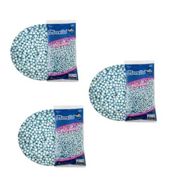 Imagem de Pérolas de Açúcar Kit 3 Pacotes Confeitaria e Panificação Temas Escolha (Azul Claro)
