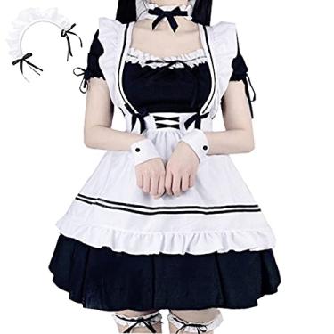 Imagem de Roupa de empregada para meninas cosplay feminina French Maid Lolita vestido fantasia cosplay anime japonês (G, roupa de empregada preta)