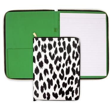 Imagem de Kate Spade New York Pasta de couro vegano, portfólio com zíper com bloco de escrita de 21,6 cm x 28 cm, organizador de documentos para negócios, leopardo moderno