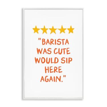 Imagem de Stupell Industries Cute Barista Rating Review Design de arte giclée emoldurado branco por JJ Design House LLC, 76 x 50 cm